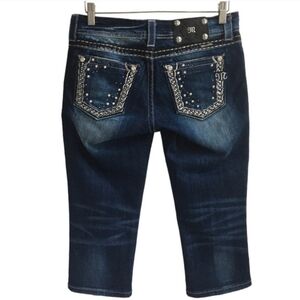 Miss Me Embellished Bling Easy Crop Jeans Size 27